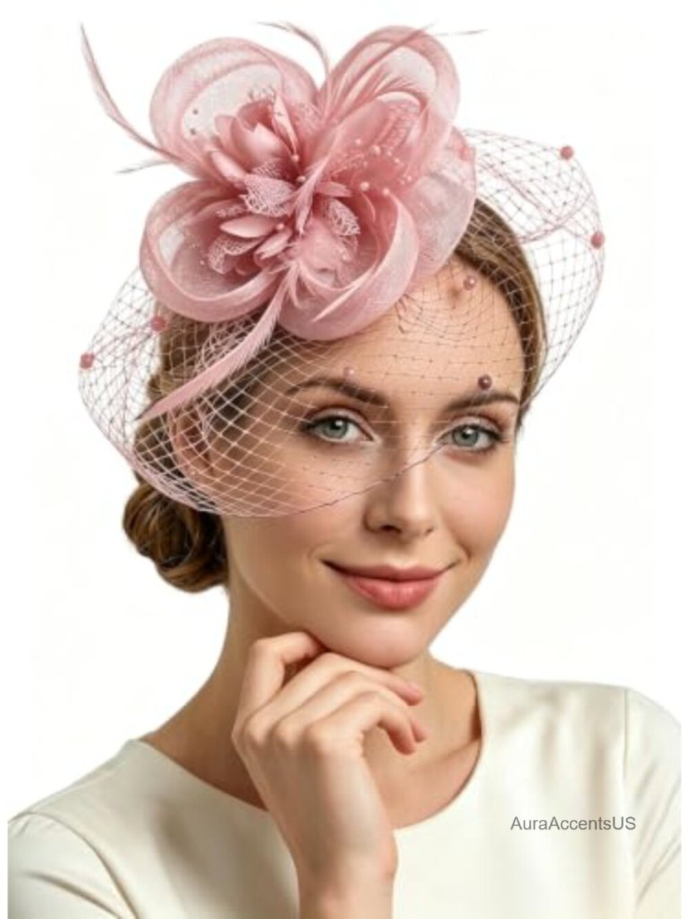 Handcrafted Floral Feather Fascinator with Headband and Clip